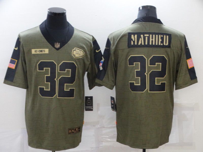 Men Kansas City Chiefs 32 Mathieu green Nike Olive Salute To Service Limited NFL Jersey